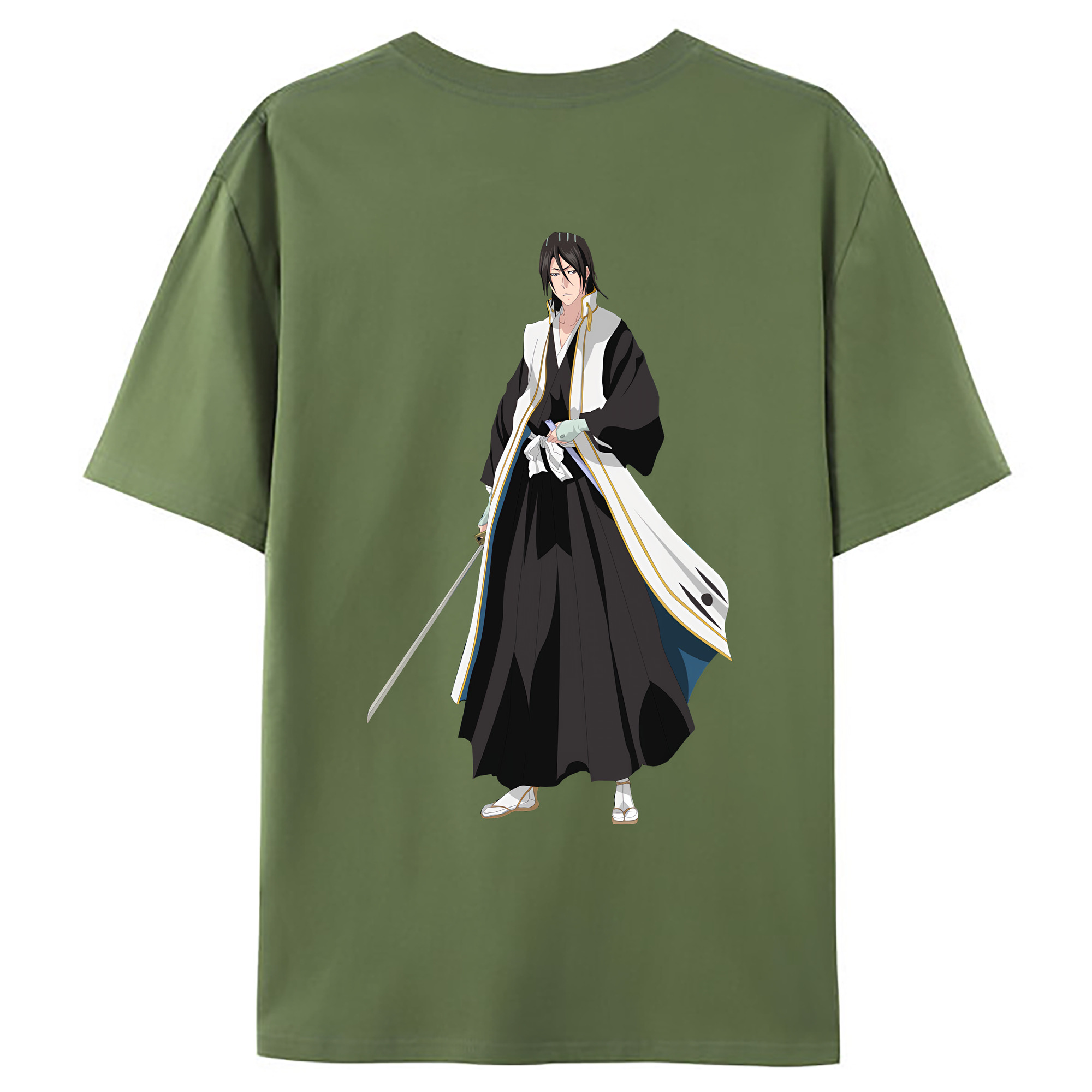 （画像用） ブリーチ くちき びゃくや BLEACH Kuchiki Byakuya 綿100％ メンズ半袖Tシャツ（バックプリント） 通気性